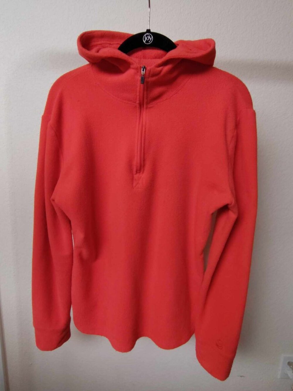 Cuddle Duds - long sleeved, 3-quarter zip fleece hoodie, orange, size Large